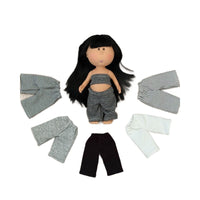 Doll Clothes Set for 24cm Mia Dolls - Striped Tube Top & Sweatpants Outfit