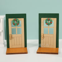 ZAKKA Christmas Miniature Wooden Door Ornament for DIY Scene Decoration