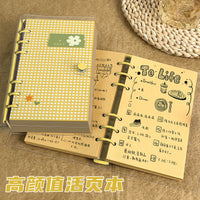 A6 Loose-Leaf Kraft Paper Notebook with Lined Pages, Refillable and Portable for Office, School, and Travel