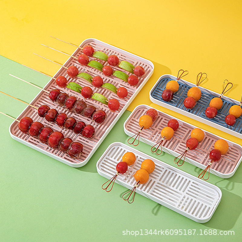 Reusable Skewer Display Tray with Drainer for Candied Hawthorn and Snacks