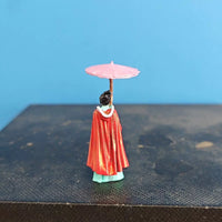 Miniature Brass Hand-Painted Figure for Micro Landscape Decoration - Ancient Chinese Style Girl with Umbrella