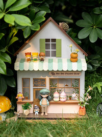 Ayin Miniature Wooden House Diorama with LED Light for Kids' Room Decor and Storage