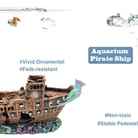 Large Phoenix Ship Aquarium Ornament, Waterproof Resin Fish Tank Decoration