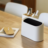 Japanese Style Desktop Trash Can with Bamboo Lid for Office Home Living Room Hotel