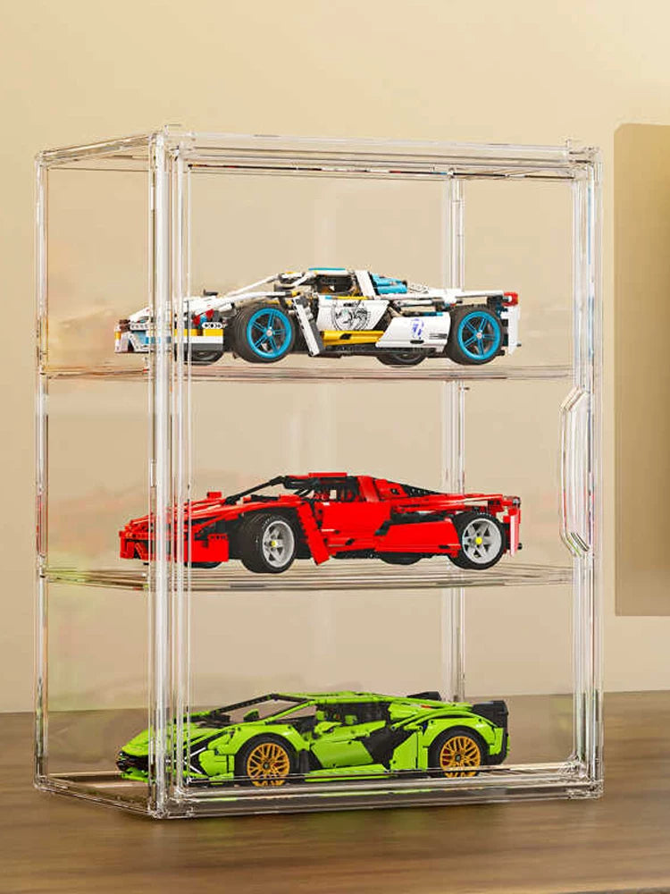 1:24 Scale Model Car Display Case Stackable Clear Toy Storage Box for Collectibles and Building Blocks