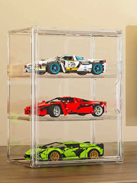 1:24 Scale Model Car Display Case Stackable Clear Toy Storage Box for Collectibles and Building Blocks
