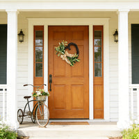 Artificial Olive Heart Bow Wreath for Front Door Decor