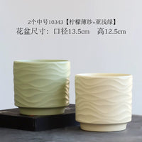 Nordic Minimalist Ceramic Planter Pot with Tray for Orchids Succulents Green Plants