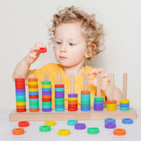 Rainbow Stacking Rings Sorting Toy for Toddlers, Educational Logic Thinking Game