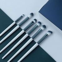 11-Piece Deep Sea Blue Makeup Brush Set with Synthetic Fibers for Powder and Eyeshadow