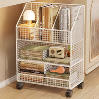 Under-Desk Rolling Storage Shelf for Books and Office Supplies, Mobile Side Table Organizer