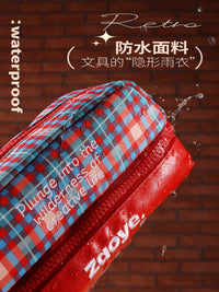 Hayano Large Capacity Pencil Case for Girls, New 2026 Double-Layer American Retro Plaid Stationery Bag, Unique Academy Style Pencil Box Multi-Layer Storage