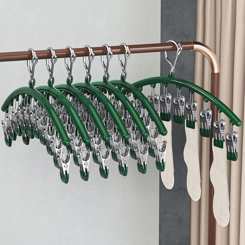Multifunctional Stainless Steel Laundry Clip Hanger with 6/10 Non-Slip Clips for Socks Underwear