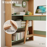 Kids Solid Wood Corner Desk with Bookshelf and Computer Table for Study