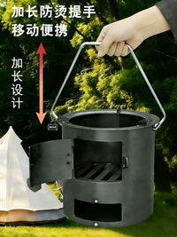 Portable Wood Burning Stove for Outdoor Camping and Indoor Heating, Multi-functional Cooker