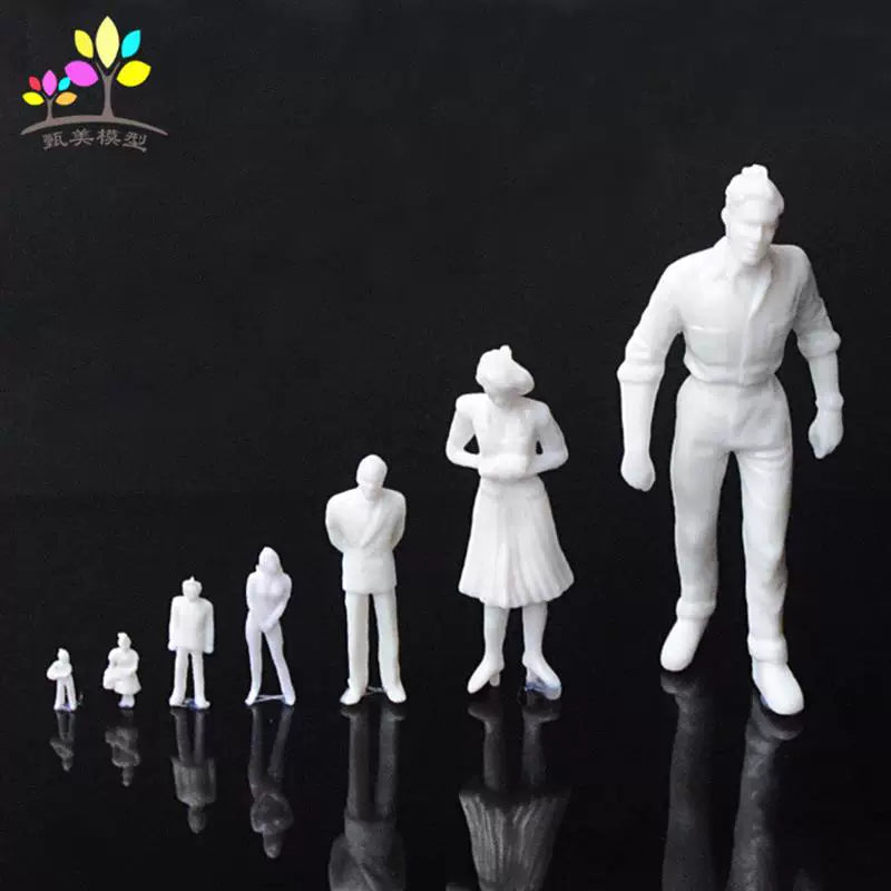 Miniature Unpainted Human Figures for Architectural Models and Dioramas