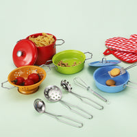 Kids' Stainless Steel Play Kitchen Set with Cooking Utensils