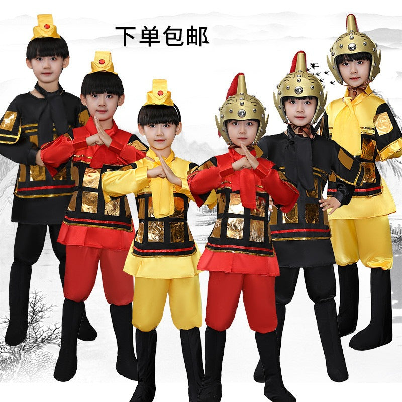 Kids Chinese Hanfu Soldier Costume for Stage Performance