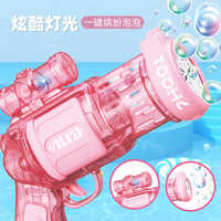 Revolver Electric Bubble Gun with 16 Holes, LED Lights, One-Key Operation for Kids Outdoor Play