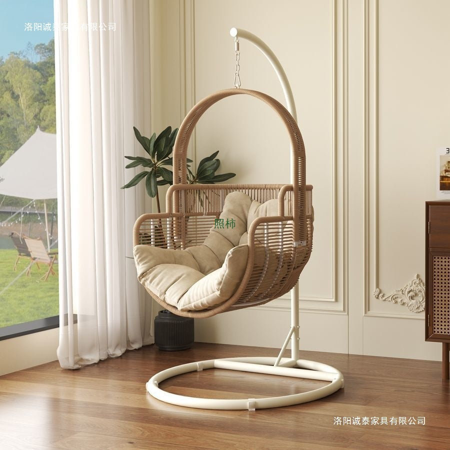 Outdoor Wicker Swing Chair with Stand, Single/Double Hanging Basket Chair for Patio Balcony Indoor