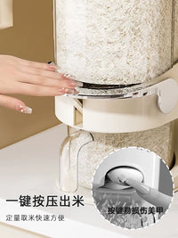 Press-Type Rice Dispenser with Seal, Insect-Proof & Moisture-Proof, Food-Grade Storage Container for Home Kitchen