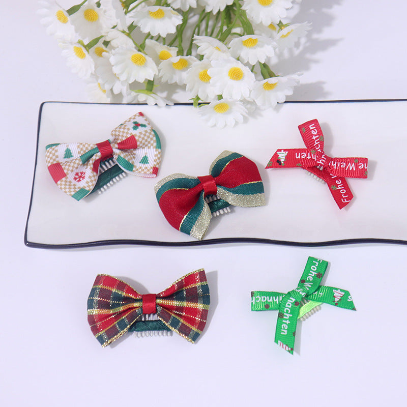 Christmas Series 3D Bow Pet Hair Clips for Yorkies and Small Dogs
