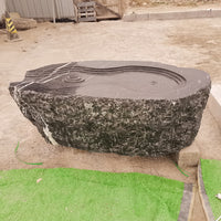 Black Mountain Stone Water Basin for Garden Landscape and Outdoor Fish Ponds