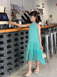 Mint Green Halter Neck Family Matching Dresses for Beach Vacation
