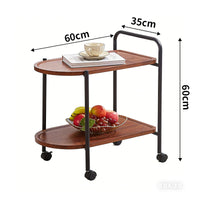 Round Italian Style Side Table with Storage Shelf and Wheels