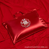 Wedding Quilt and Clothing Storage Bag, Large Capacity Thickened Red Festive Packaging