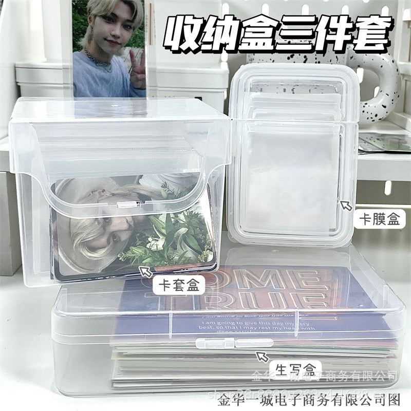 Kpop Photocard Postcard Storage Box with Card Sleeves and Stickers