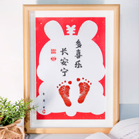 Hollow Photo Frame with Handprint and Footprint Display for Baby's First Birthday, Full Moon, and Hundred Days Celebration