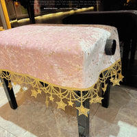 Pink Gold Star Piano Dust Cover Set for Upright Pianos