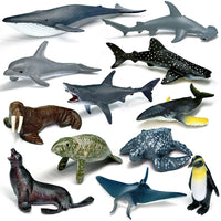 Ocean Animal Figurines Set with Carrying Bucket - Realistic Mini Sea Creatures for Kids