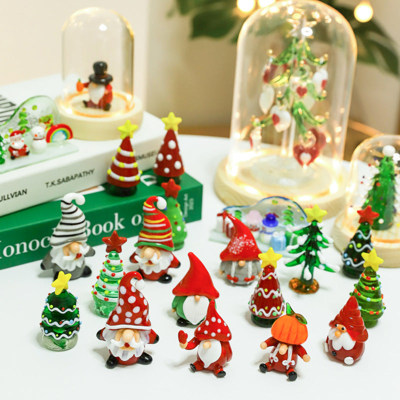 Christmas Santa Claus Glass Dome Ornament Desktop Decoration