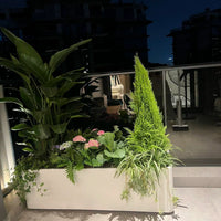 Mobile Outdoor Wrought Iron Planter Box Combination Creative Rounded Corner Planting Box Coffee Shop Outdoor Display with Wheels Flower Trough Flower Pot