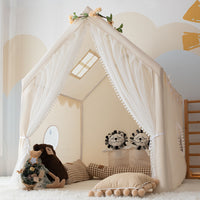 Kids' Indoor Play Tent with Mat, Princess Castle Playhouse for Boys and Girls