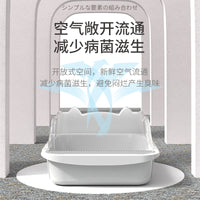 Semi-Enclosed Cat Litter Box with Anti-Splash Design, Large Capacity Cat Toilet for Easy Cleaning