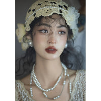 French Retro Bridal Hot Stamped Hat Women's Handmade Woven Hollow Headscarf 2024 New Wedding Dress Accessory