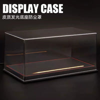 Display Case for 1/18 1/24 Scale Model Cars, Dustproof Acrylic/Wood/Leather Box with Optional Lighting