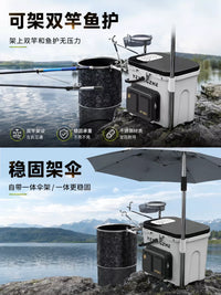 Multi-functional Fishing Bucket with Seat, Hard Shell Ice Fishing Lure Box with Storage