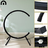 NaturSpace Yoga Meditation Gong Stand with Wheels, Black Square Tube Frame for Sound Healing Gongs
