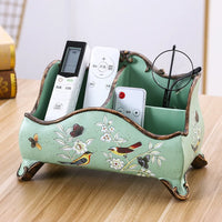 Pastoral American Country Style Hand-Painted Resin Storage Box for Living Room Remote Control and Desktop Decor