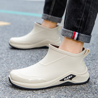 Men's Short Waterproof Rain Boots Non-Slip Warm Fishing Work Shoes