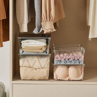 Clear Wardrobe Organizer Box with Dividers for Underwear and Clothing Storage