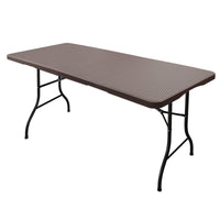 Outdoor Foldable Rattan-Style Plastic Patio Dining Table and Chair Set