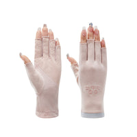 Women's Summer Thin Cotton Half-Finger UV Protection Gloves for Driving and Sun Protection