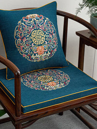 Chinese Style Embroidered Seat Cushion for Hardwood Chairs and Sofas, Thickened Tatami Floor Mat