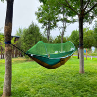 Automatic Detachable Hammock with Mosquito Net for Outdoor Camping, Single/Double Parachute Fabric Hammock