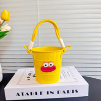 Large Capacity Iron Pen Holder with Handle and Decorative Sticker for Students